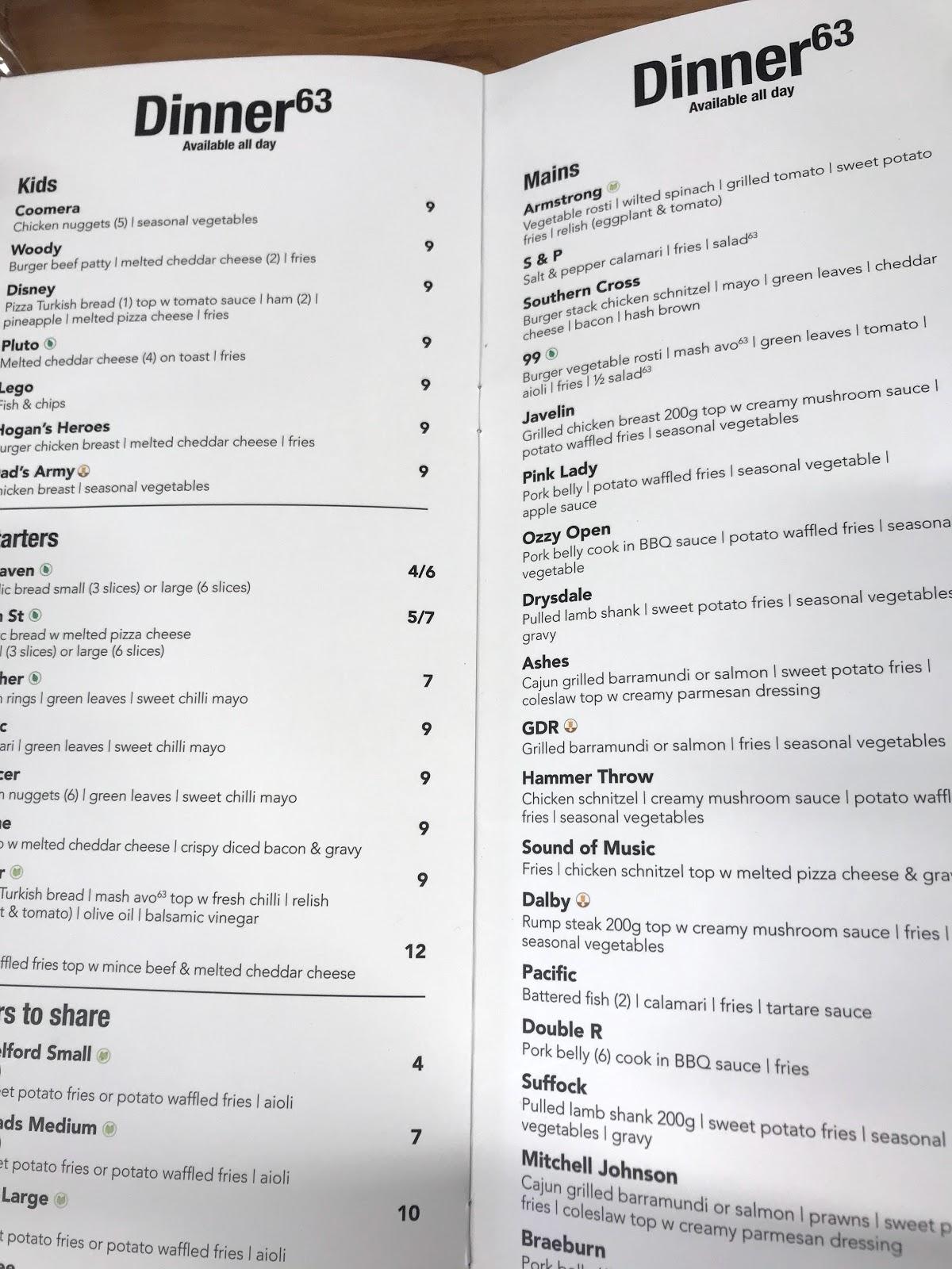 Menu at Cafe 63 Morayfield, Morayfield