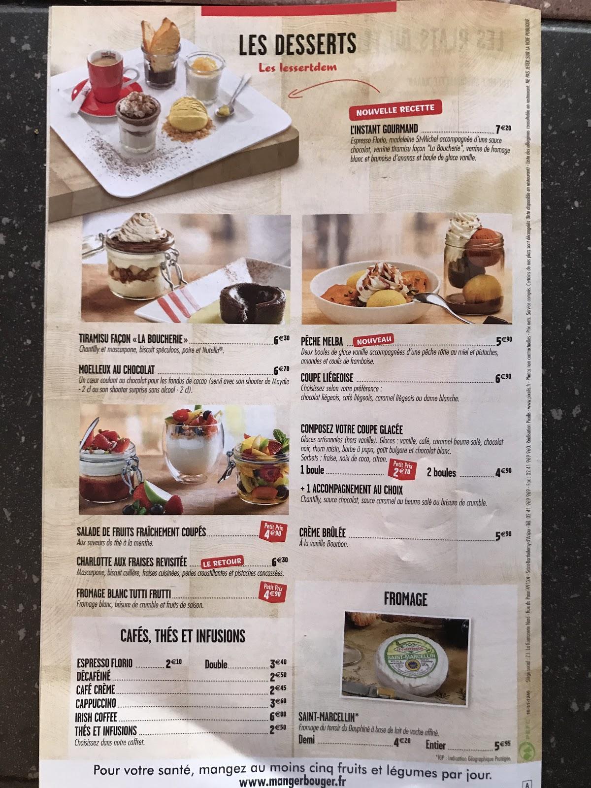 Menu at Restaurant La Boucherie, Douai