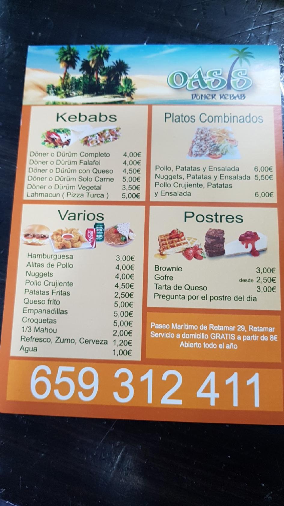 Menu At D Ner Kebab Retamar Restaurant Spain