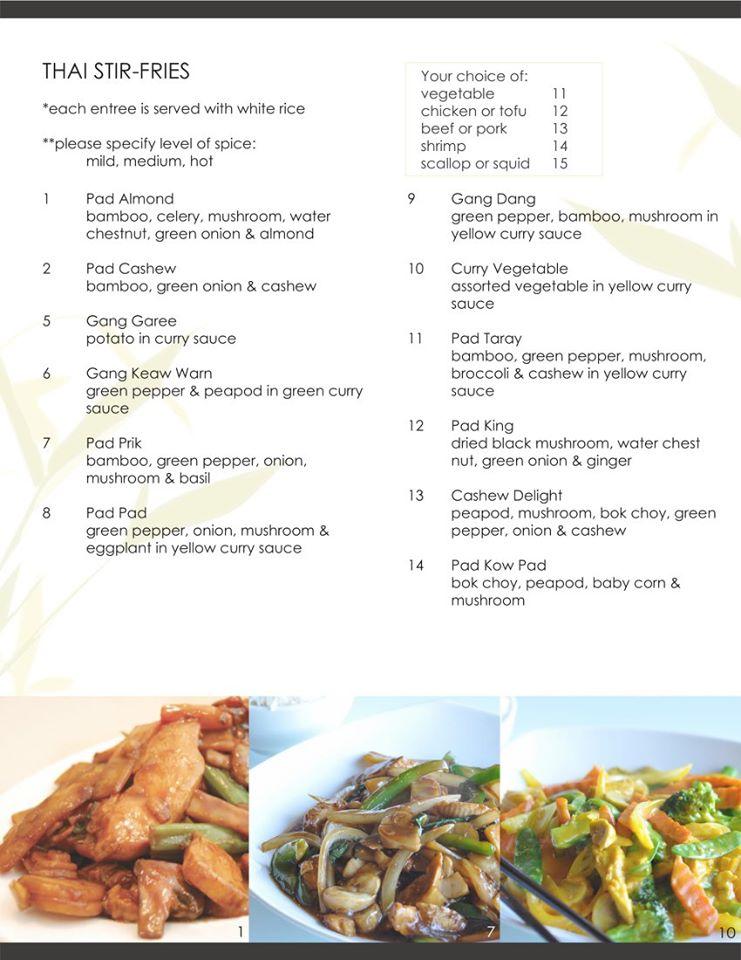 Carta de Thai Lan Xang Restaurant, Windsor