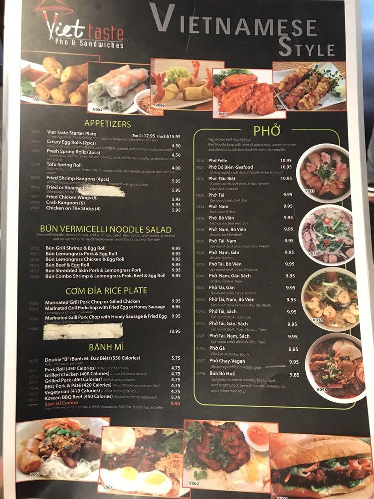 Menu at Viet Taste restaurant, Norridge