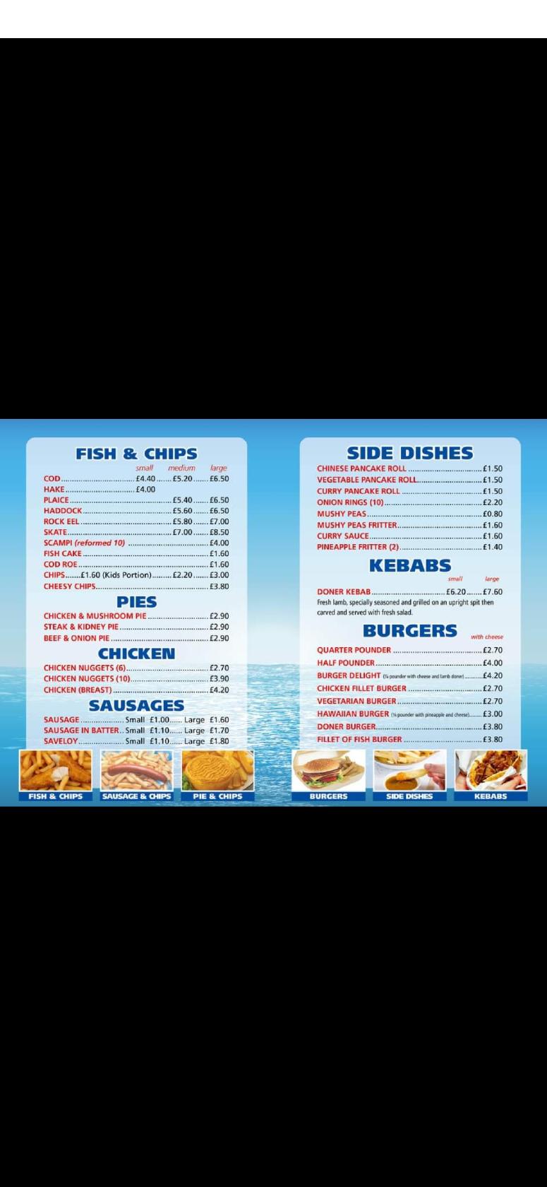 Menu at Ocean Fish Bar, Harwich