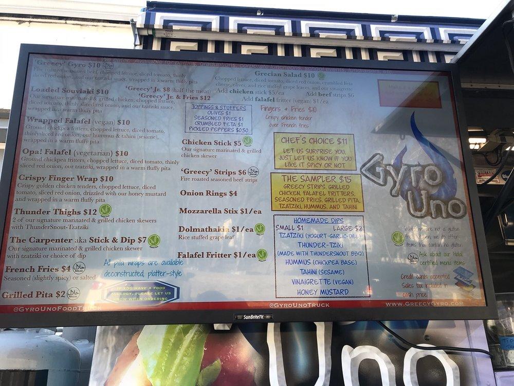 Menu at Gyro Uno Food Truck, Briarcliff Manor