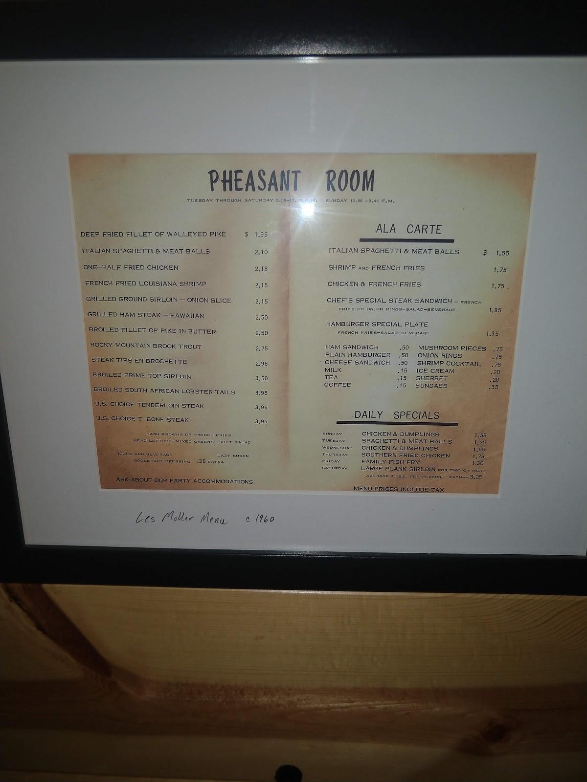 Menu at 1847 at the Stamm House club, Middleton