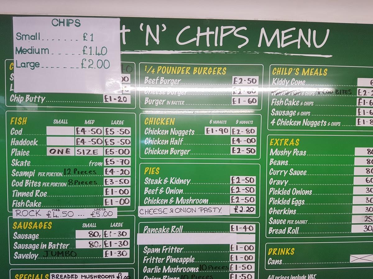 Menu at Ormesby Traditional Fish & Chips fast food, Great Yarmouth