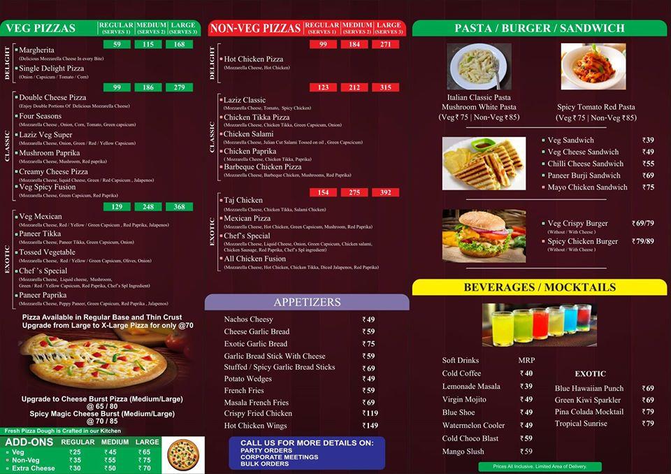 Menu at Laziz Pizza Chandralayout, Bengaluru