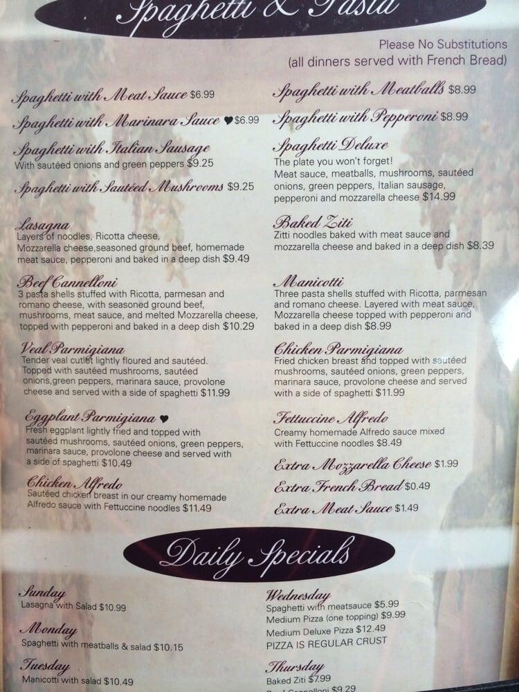 Menu at Pizza Palace Italian Restaurant, Fayetteville
