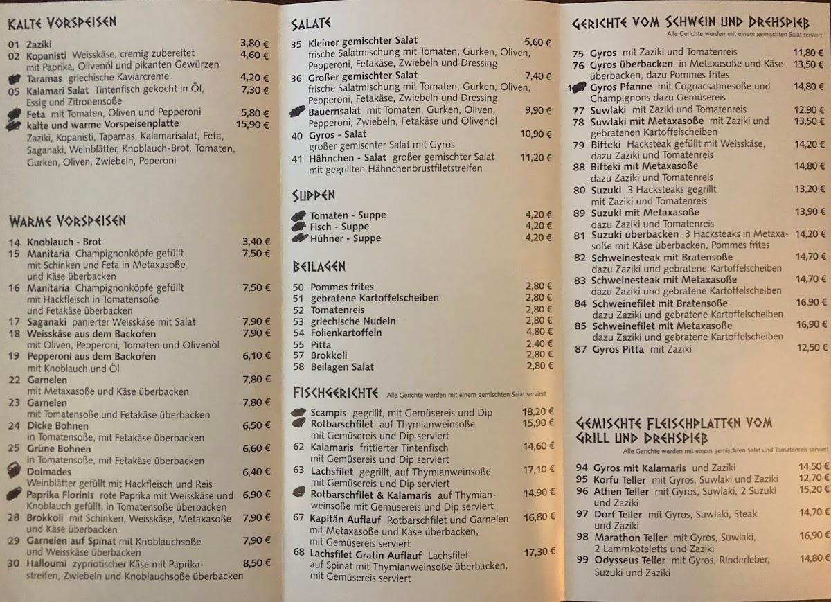 Speisekarte von Ariston restaurant, Zeitz