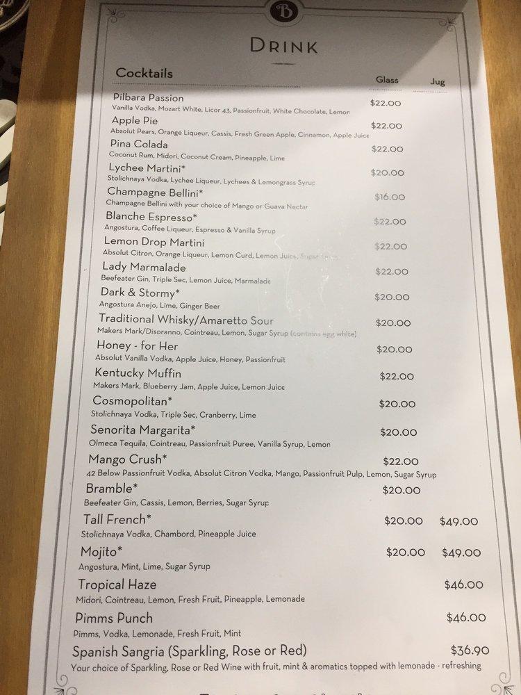 Menu at Blanche Bar & Restaurant, Karratha