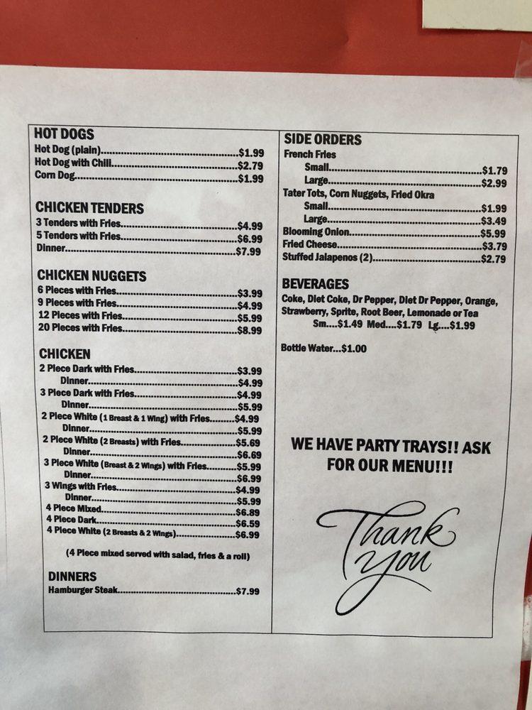 Menu at Joe's Sandwich Shop restaurant, Opelousas
