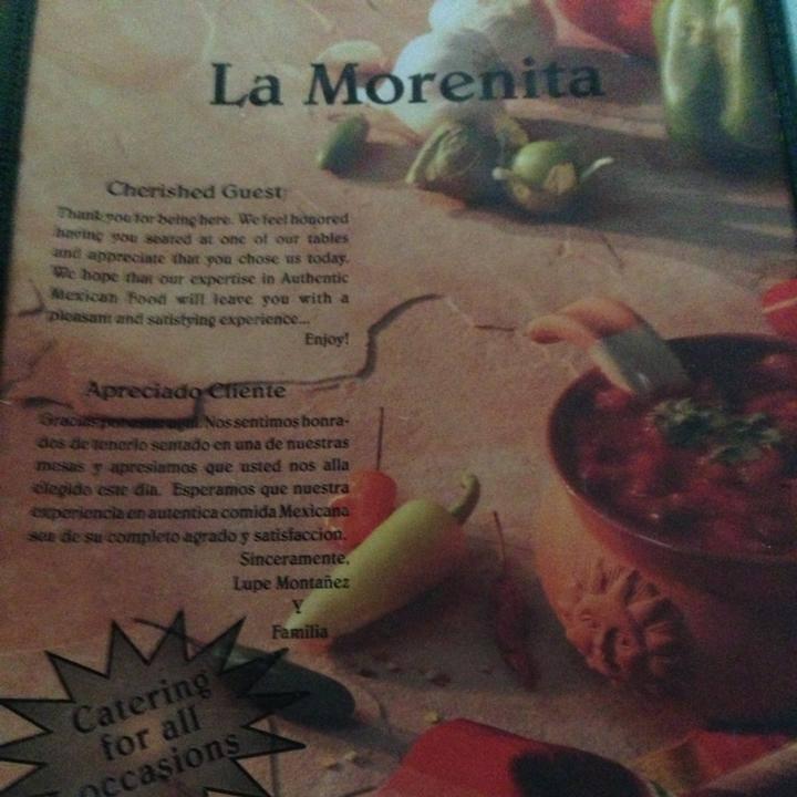 Menu at La Morenita Restaurant, Turlock