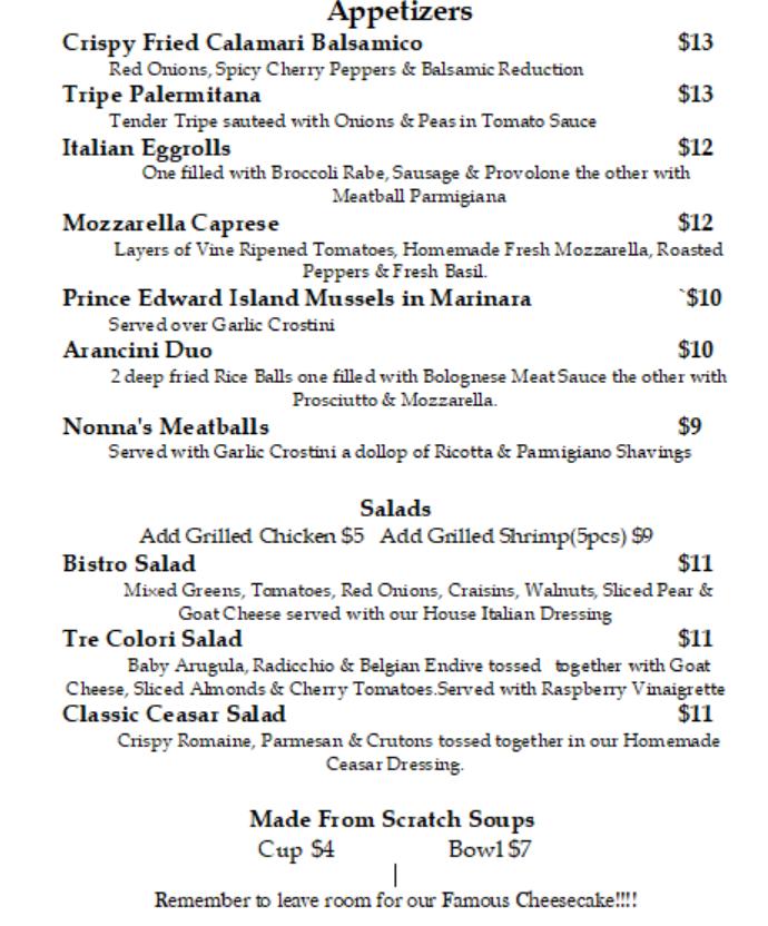 Menu at Brooklyn Bistro restaurant, Toms River, Hooper Ave