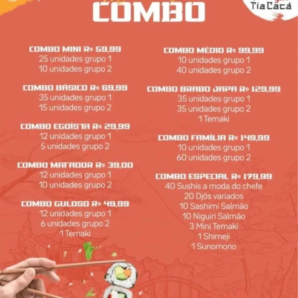 Delivery Tia Cacá cardápio