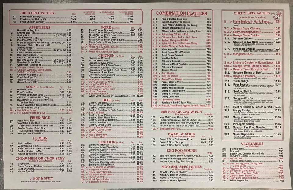 Menu at Seymour Garden restaurant, Seymour