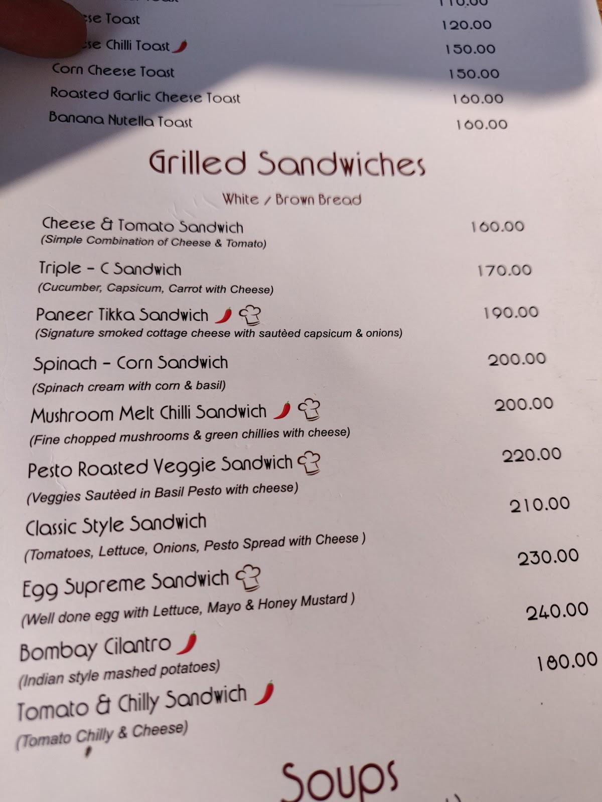 Menu at Jheel’s Ginger Coffee Bar & Bakery, Udaipur