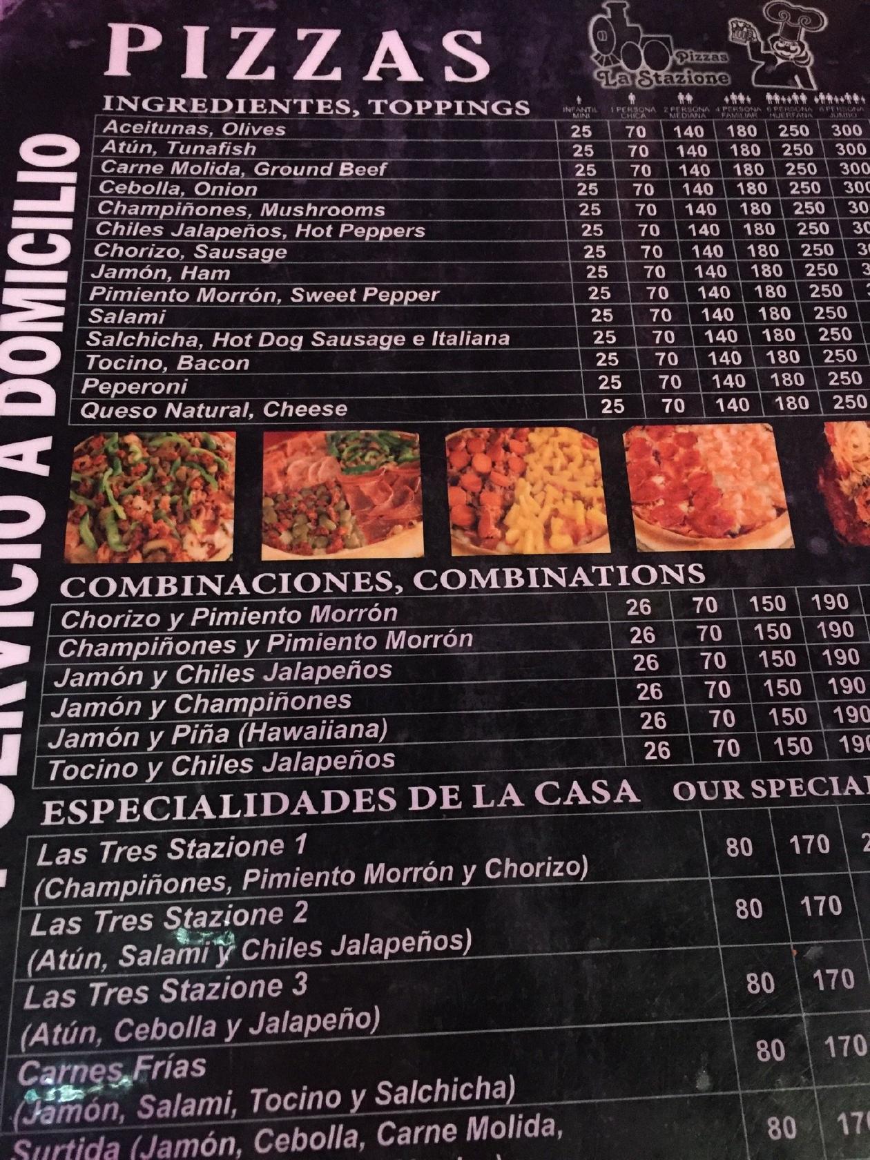 Menu at Pizzas la Stazione pizzeria, Monterrey, Av. Prof. Moisés Sáenz 1200