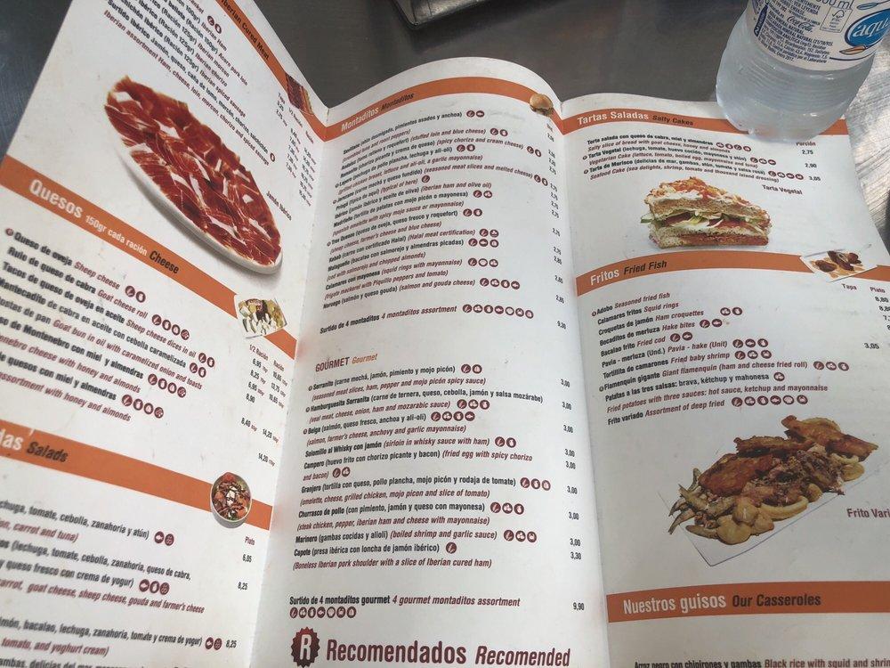 Carta del restaurante Patio San Eloy Triana, Sevilla, Calle San Jacinto