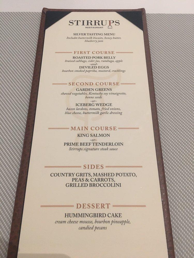 Menu at Stirrups Restaurant, Ocala