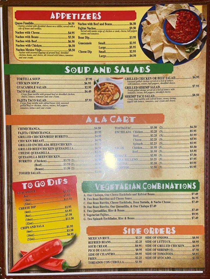 Menu at El Vallarta Mexican Restaurant, Joplin