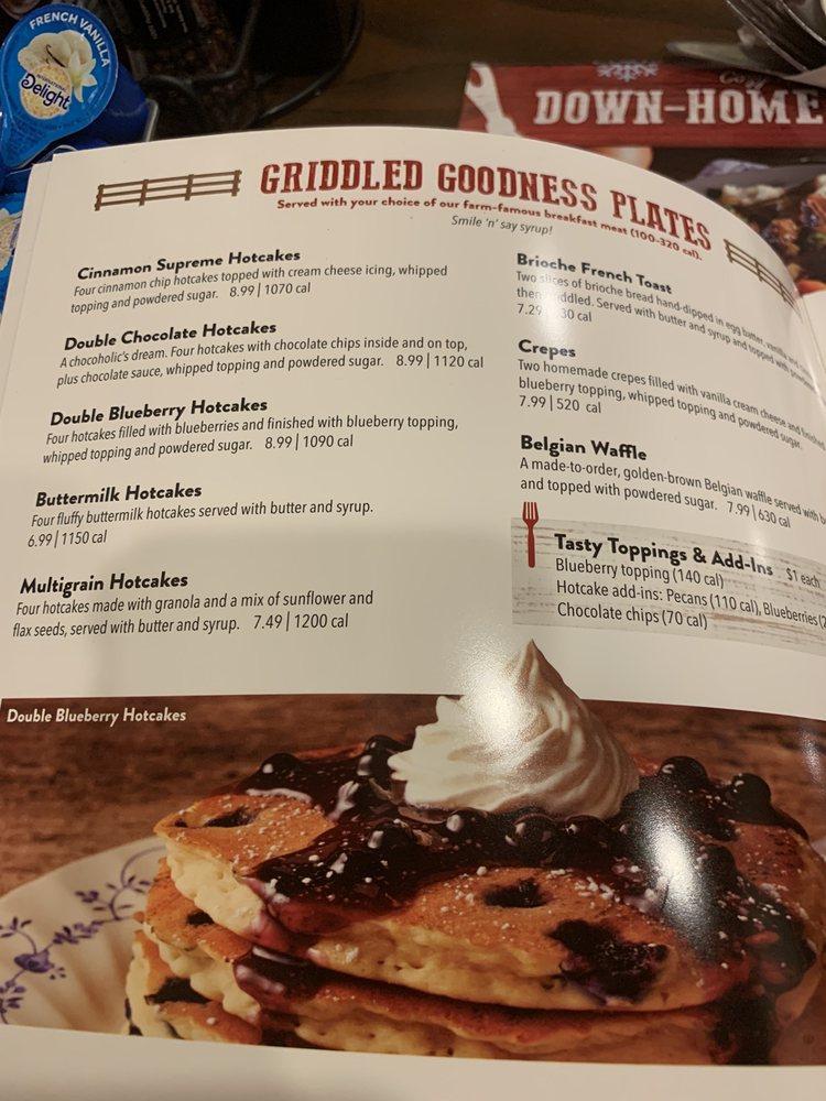Menu at Bob Evans restaurant, Van Wert