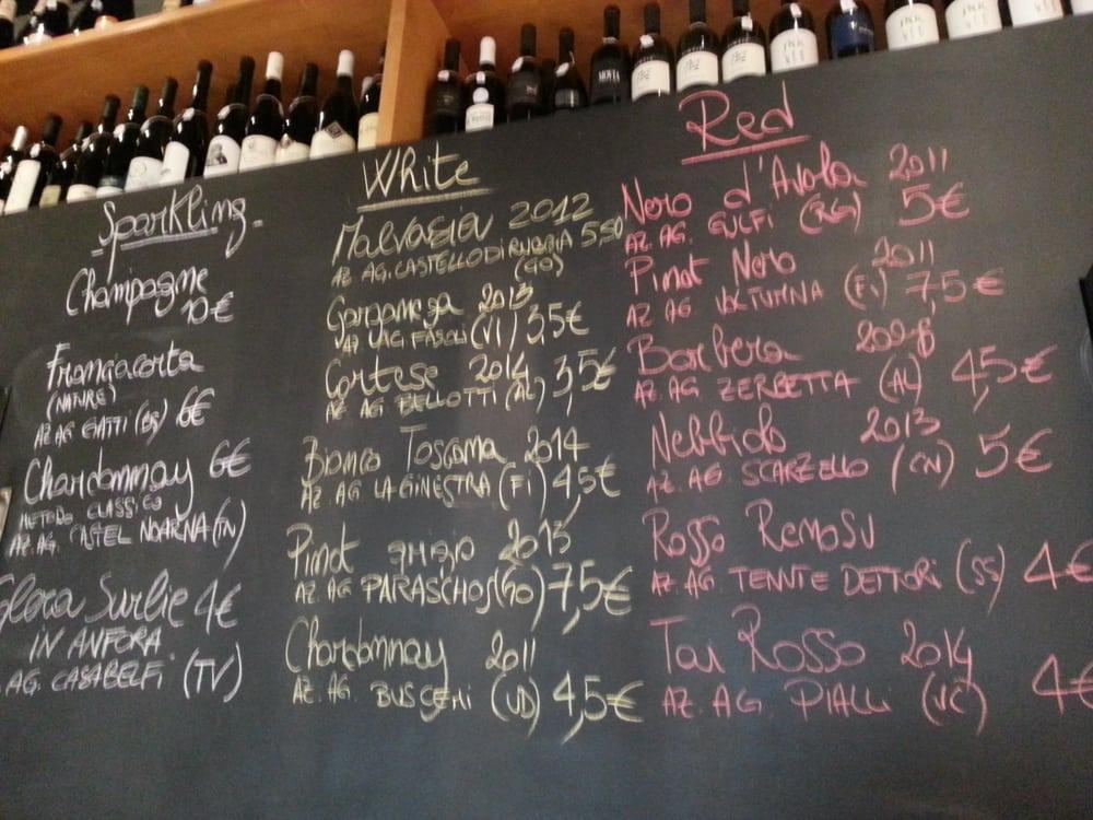 Menu at Vino Vero pub & bar, Venice, Fondamenta de la Misericordia