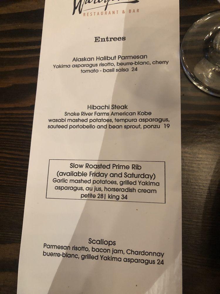 Menu at WaterFire Restaurant & Bar, Yakima