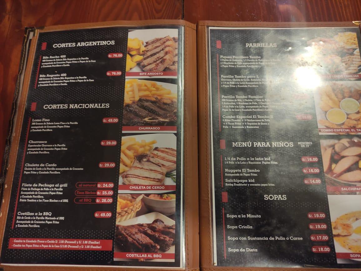 Carta del restaurante TAMBO II, La Molina, LM- 15026
