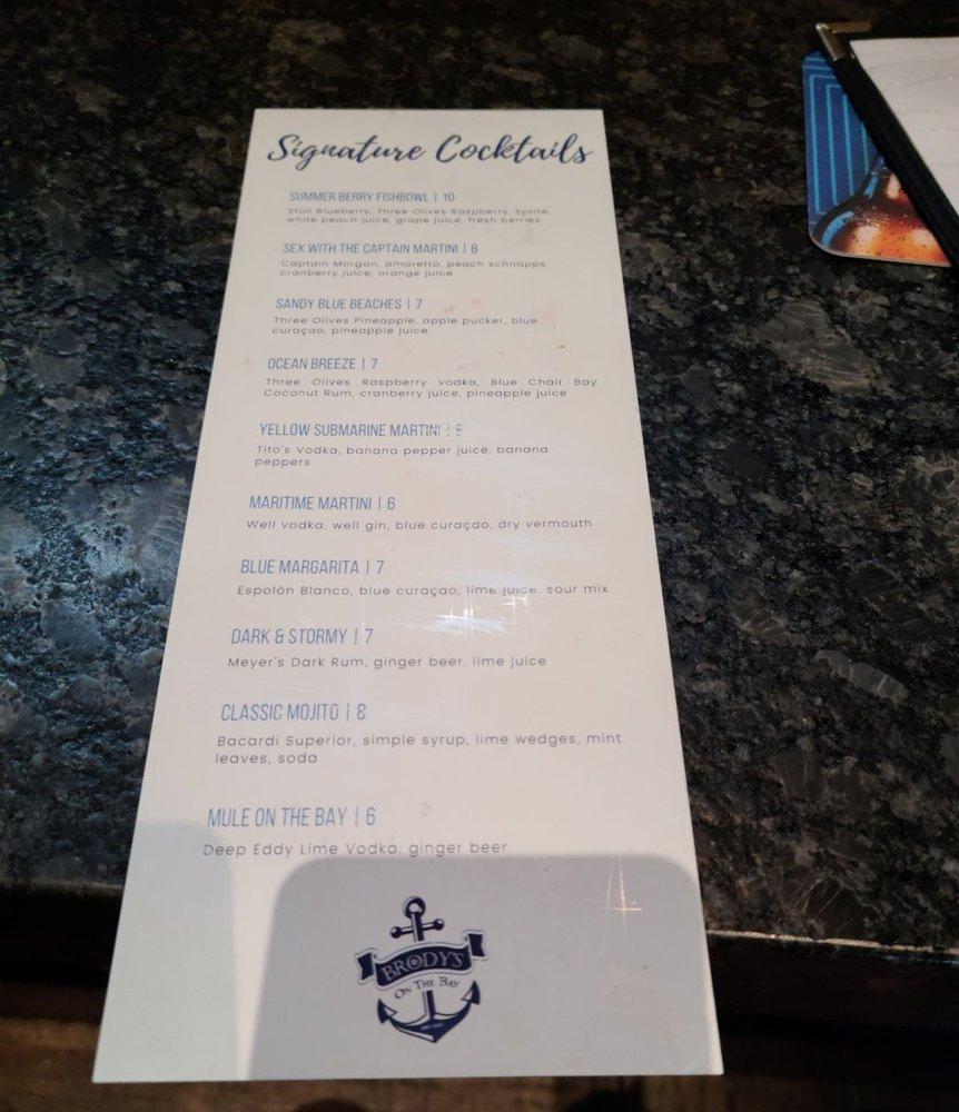 Menu at Brody's on the Bay pizzeria, Rochester
