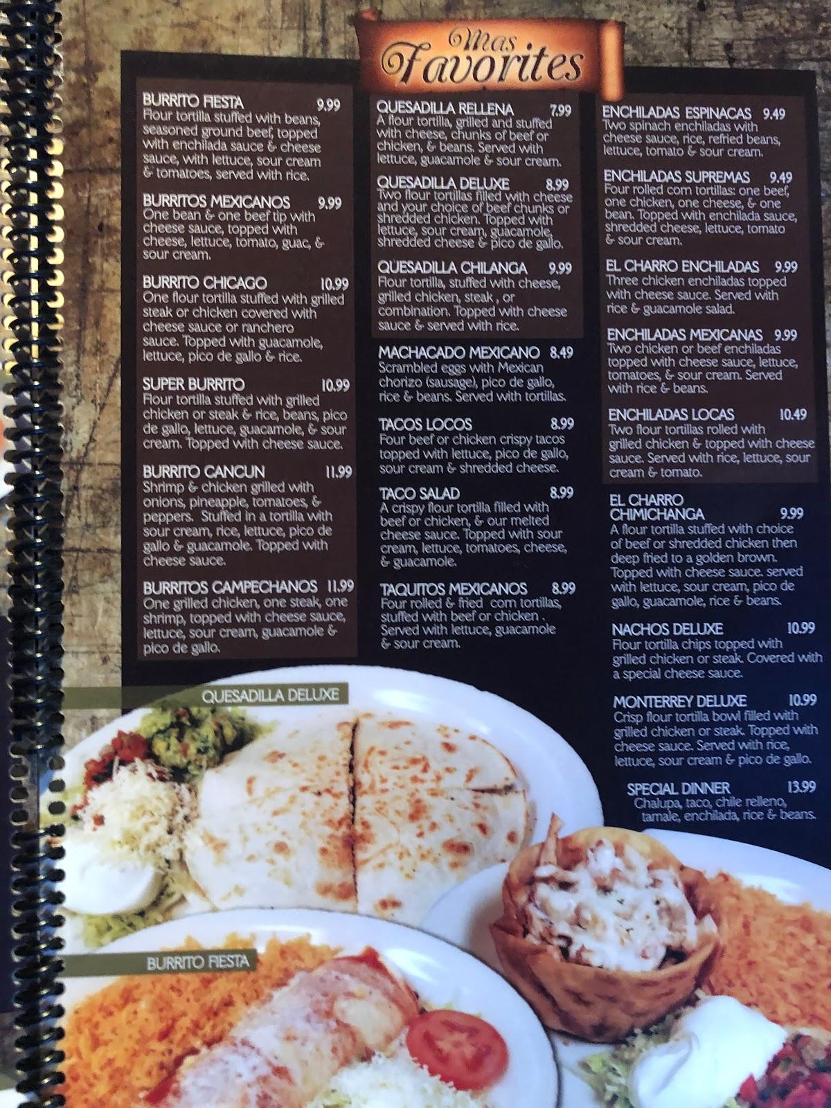 Menu at El Charro Mexican Restaurant, Mountain Home