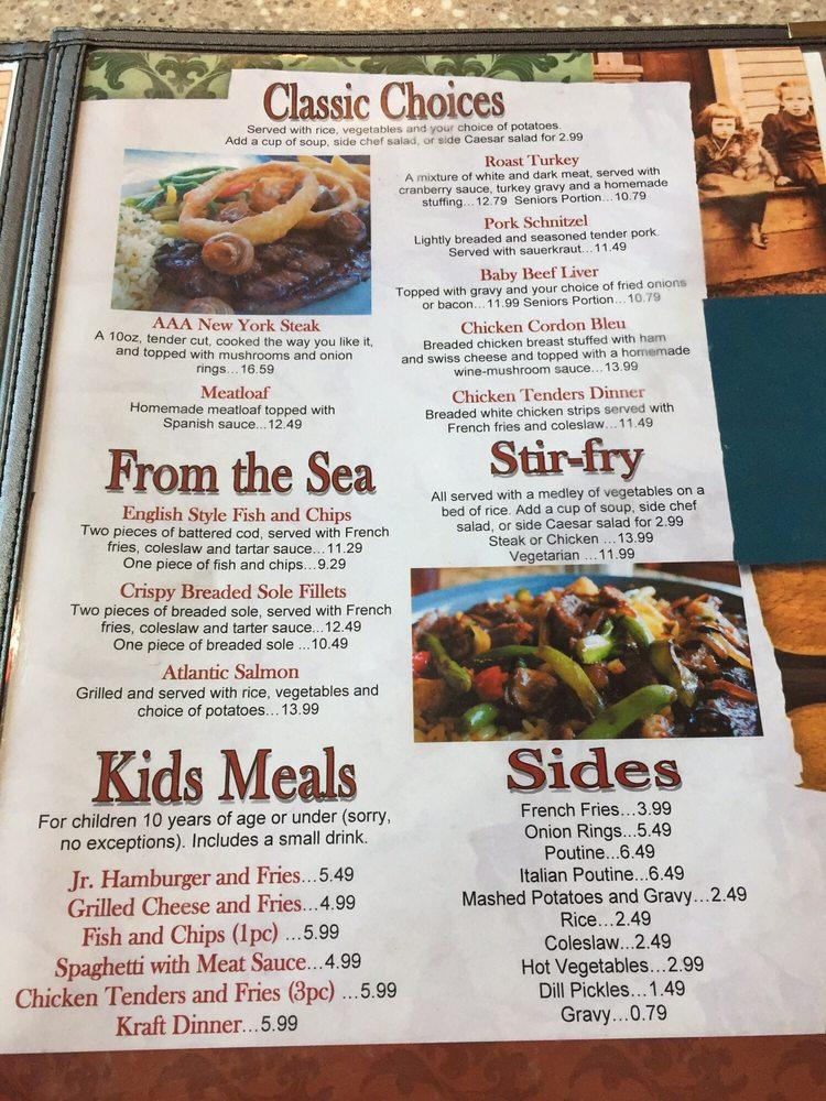 Menu at Harvest Moon Restaurant, Saint Jacobs