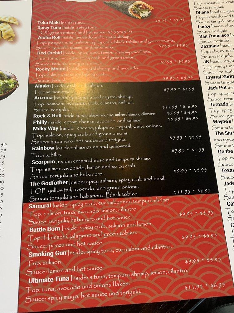 Menu at Ohana Sushi restaurant, Sparks