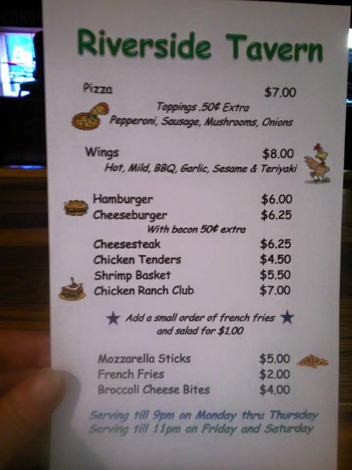 Menu at Riverside Tavern pub & bar, USA, Winterdale Rd