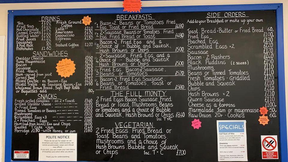Menu at The Pantry Cafe, Peacehaven