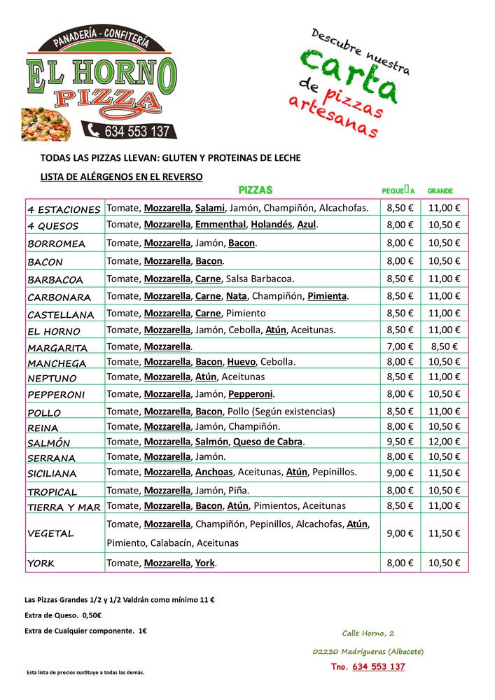 Rebelión Quagga humor Pizzería EL HORNO PIZZA., Madrigueras - Carta del restaurante y opiniones