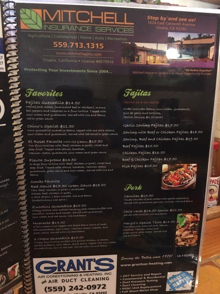 Menu at El Rosal Bar & Grill, Visalia, W Noble Ave