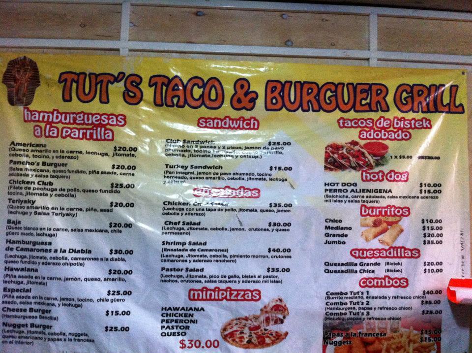 Carta del restaurante Tut's Taco & Burger Grill, Ario del Rosales