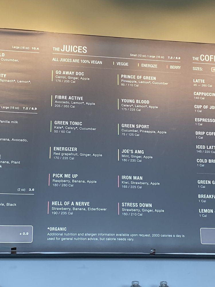 Menu at JOE & THE JUICE pub & bar, San Ramon