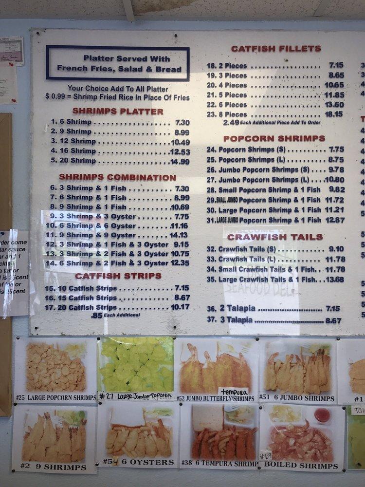 Menu at Bruce's Seafood Deli restaurant, Port Arthur