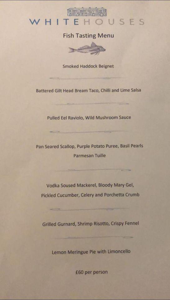 Menu at Whitehouses restaurant, Retford