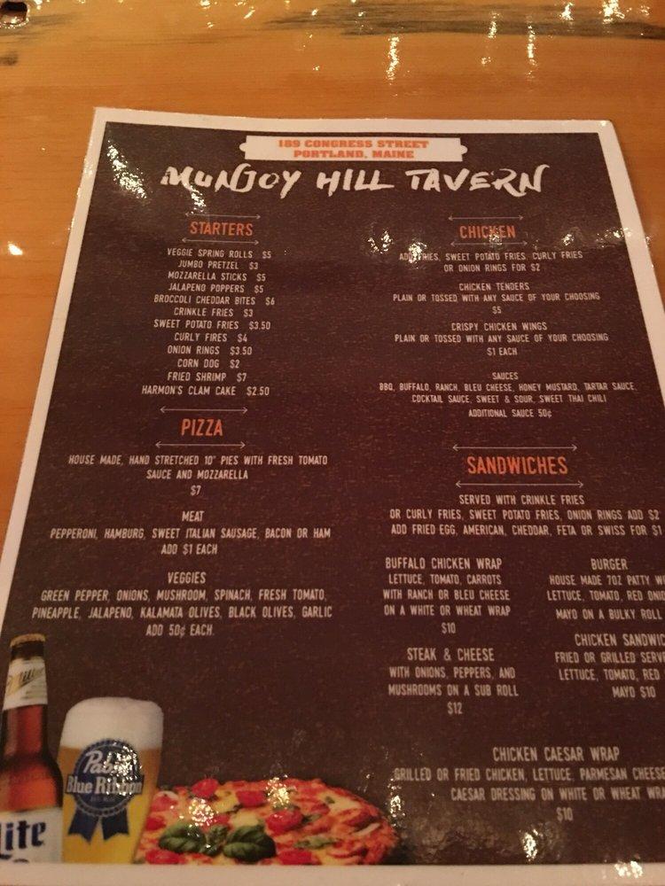 Menu at Munjoy Hill Tavern pub & bar, Portland