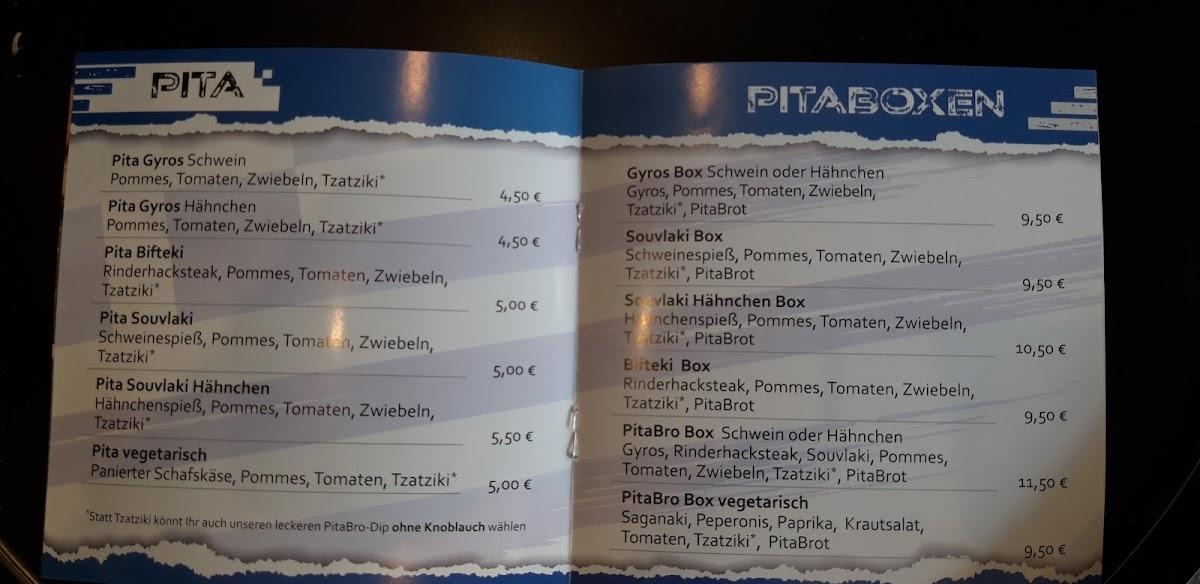Menu at Pitabro Greek Snackbar, Buchen