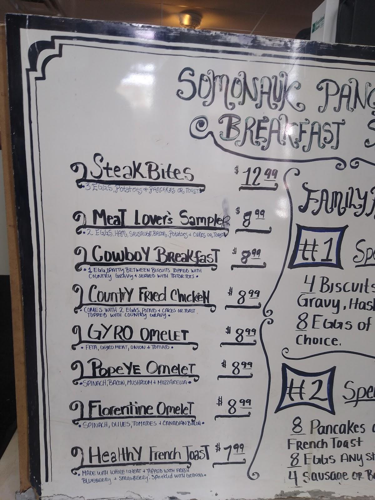 Menu at Somonauk Pancake House restaurant, Somonauk