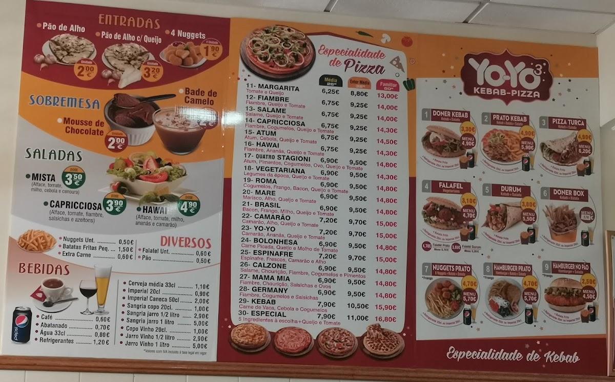 Menu at YoYo 3 Kebab Pizzaria Alenquer, Alenquer