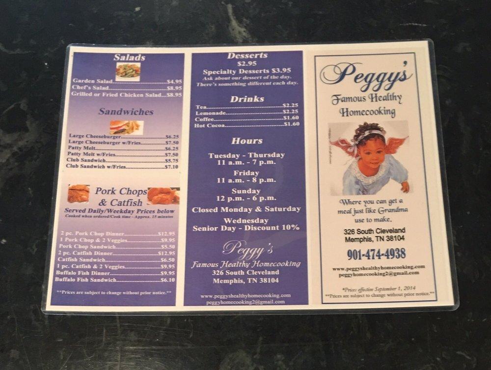 Menu at Peggy's Heavenly Home Cooking restaurant, Memphis