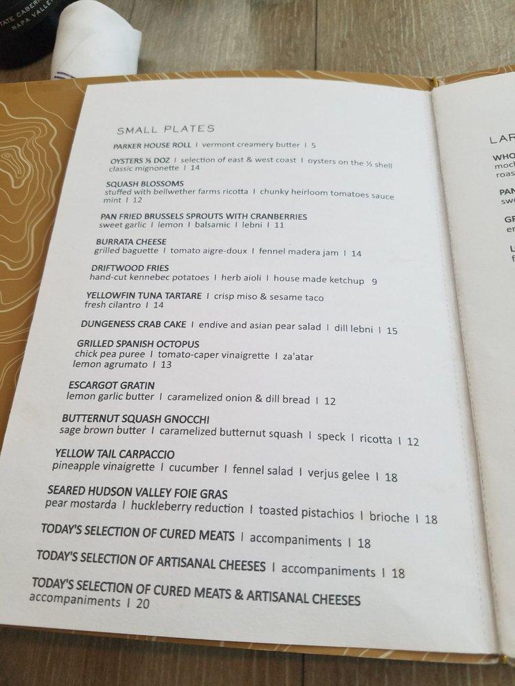 Menu at Driftwood Kitchen pub & bar, Laguna Beach