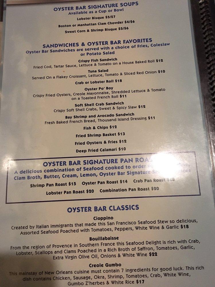 Menu at Oyster Bar, Sparks, Nugget Ave