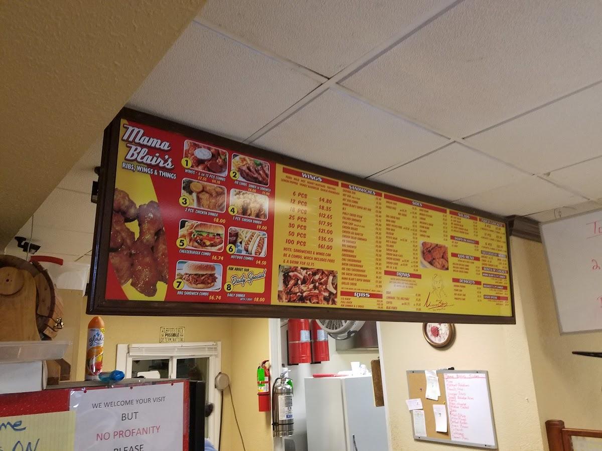 Menu at Mama Blair's Ribs, Wings, and Things restaurant,