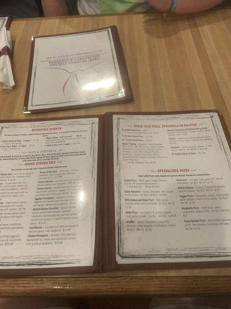 Menu at Cafe Vesuvio Italian restaurant & Pizzeria, Sanford