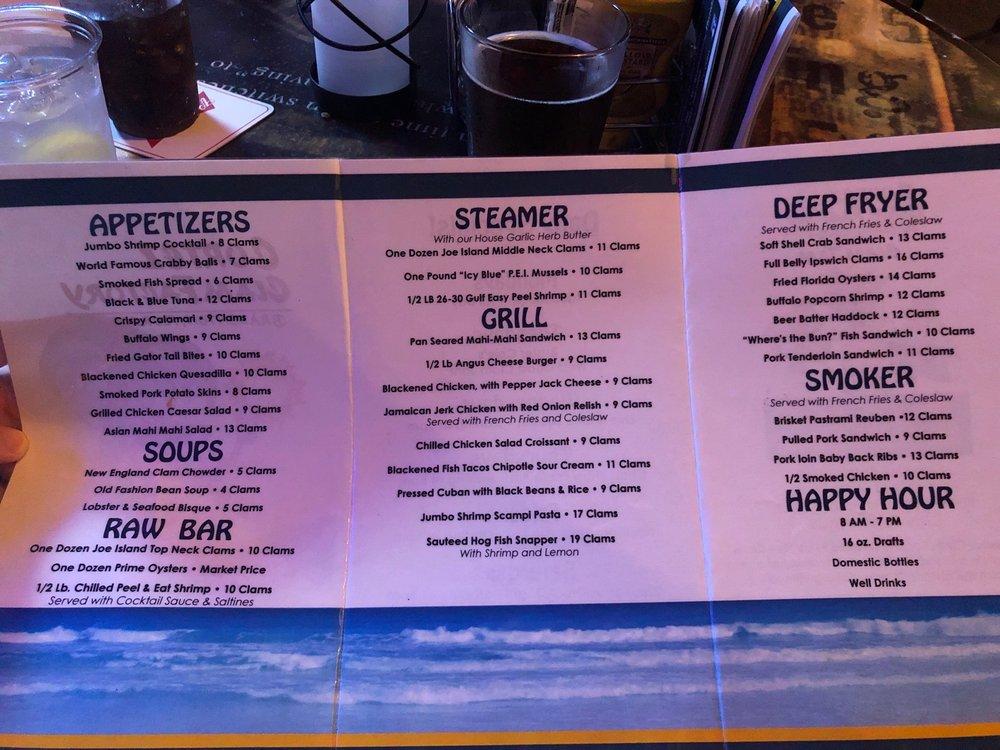 Menu at Cortez Clam Factory pub & bar, Bradenton