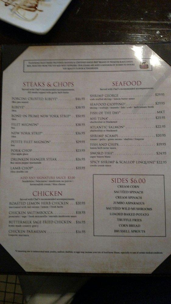 Menu at Triple Grill steakhouse, Las Vegas